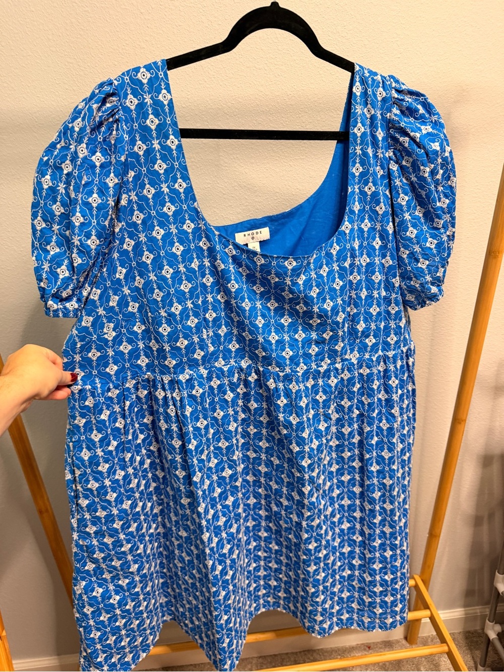 RHODE Blue White Floral Scoop-Neck Tunic Dress
